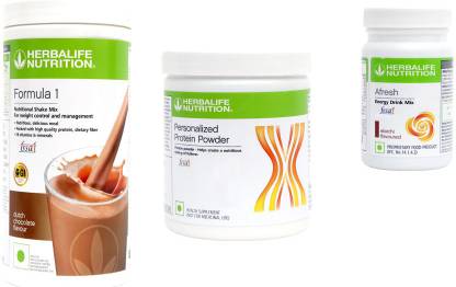 HERBALIFE Formula 1 CHOCOLATE Shake + Protein 200 Gm + Afresh Energy Drink - ELAICHI Nutrition Drink