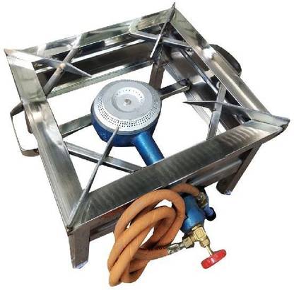 A2SK Single Burner Steel Bhatti with Hose Pipe, High Pressure Regulator and Valve Set Stainless Steel Manual Gas Stove