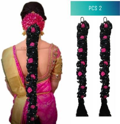 NANDITA Instant ready for wedding party function poola Jada combo kit hair extension Hair Extension