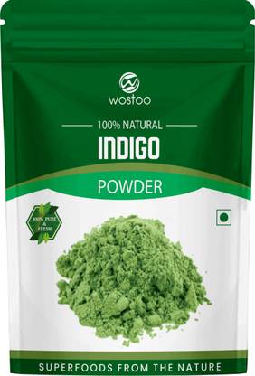 Wostoo Pure Organic Natural (Indigofera Tinctoria) Indigo Leaf Powder for black hair 50g (Pack of 1)