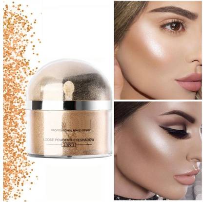 MYEONG Professional Shimmer Powder Highlighter Makeup Gold Color Highlighter With Brush Highlighter
