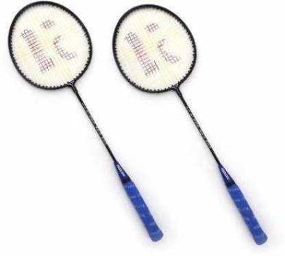 AK TRADING Badminton Racquet, Professional Carbon Fiber Badminton Racket (Pack of 2) Blue Strung Badminton Racquet