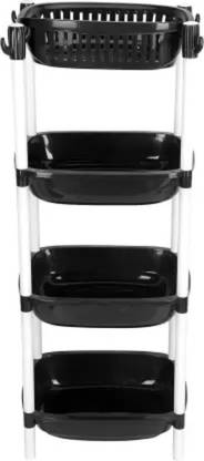 Cutting EDGE Fruits/Vegetables Kitchen Rack Plastic 5 Steps/Layer | Black | Kitchen Shelf Storage (40x30x141cm)