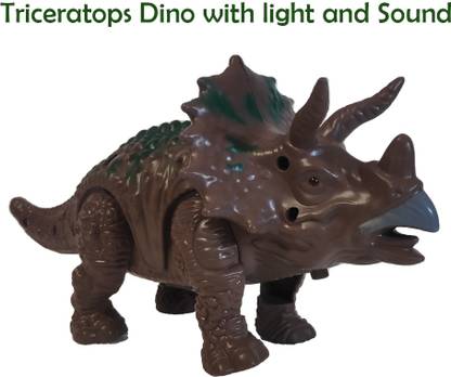 Nathans Global Traders Battery Operated Musical Walking Triceratops Dinosaur With Flashing Lights