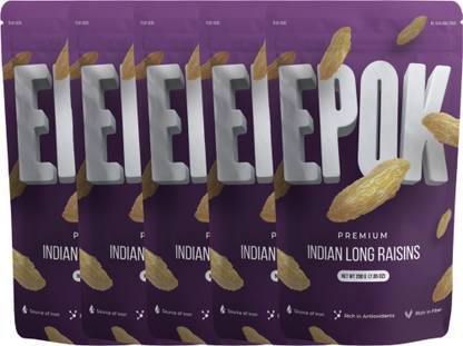 EPOK Indian Long Raisins (Kishmish), 1kg (200g x 5) Raisins