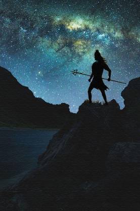 Jitesh Arts God Shiva Shambhu Mahadev Bholenath Cosmic Blue Universe Lucky vastu Digital Reprint 19.5 inch x 13.5 inch Painting