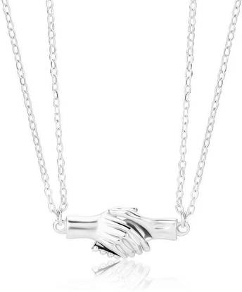 NICELIFE COLLECTIONS Silver Magnetic Holding Hands In Hand Couples Duo Locket Sterling Silver Stainless Steel