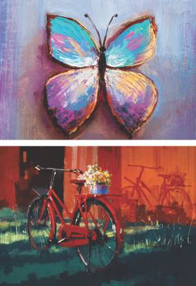 Combo of 2 Beautiful poster | Sparkle Paper Printing Butterfly & Cycle | Wall Painting (Wall Poster Without Frame Fine Art Print) (20 inch X 28 inch, Rolled Over Hard Cardboard Pipe). Paper Print