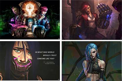Arcane Jinx Vi and Caitlyn Set of 4 Posters 18 x 12 inch 170 GSM Paper Print