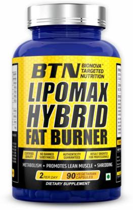 BTN SPORTS Lipomax Hybrid Fat Burner, Natural Weight Loss Supplement | 90 Capsules Whey Protein