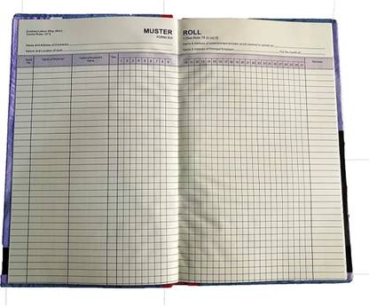R K SALES R K Muster roll Register 70 PAGES PACK OF 1 2-Part Hard Bound