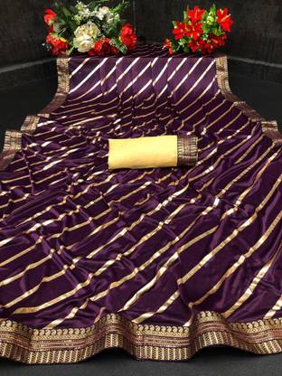 Striped Fashion Silk Blend Saree