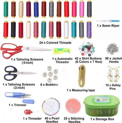Lucknow Crafts Sewing Thread and Tailoring Accessories Storage Box - 15th Item Include Sewing Kit