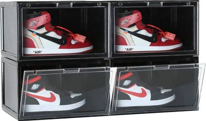 Sasimo Plastic Sneaker Containers Bins Portable Storage Organizer Space Saving Foldable Plastic Collapsible Shoe Stand