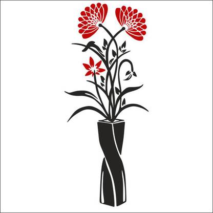 Sahaj Décor 91 cm Flower pot Wall stickers Pack of 1) Covering Area 37CM X 91CM Self Adhesive Sticker