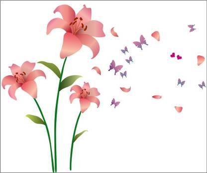 Vijaya enterprises 67 cm Beautiful Lovely Lily Flowers Wall Removable Wall Stickers size [ 91x74 Cm ) Self Adhesive Sticker