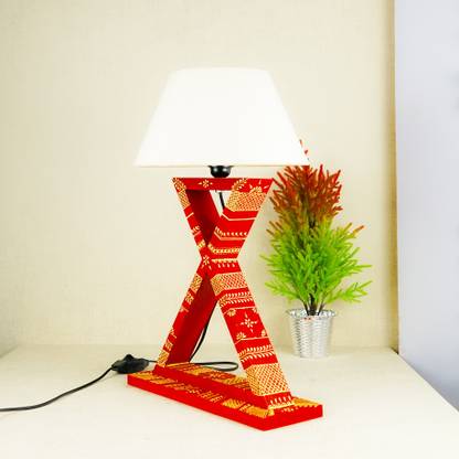 LIGHTING HOURS Phlox Crimson - Rajasthani Art Bed/ Sofa Side Table Lamp