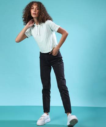 CAMPUS SUTRA Casual Striped Women Green Top