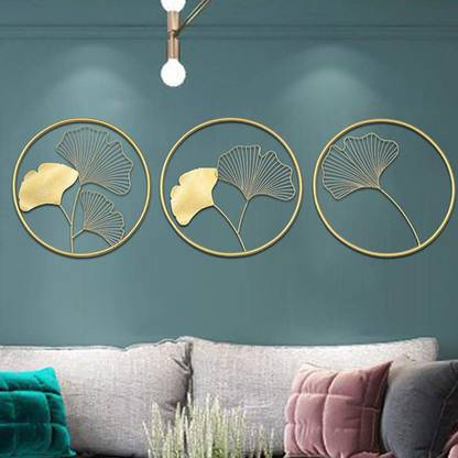 THE OLD CABINET 3 Piece Ginkgo Wall Art Wall Décor , Anti Rust, Powder Coated For Home