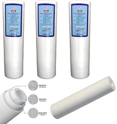 SI Trading 3 Layer 10" PP Spun Filter Cartridge for All Type of RO Purifiers (1 Year Set) Solid Filter Cartridge