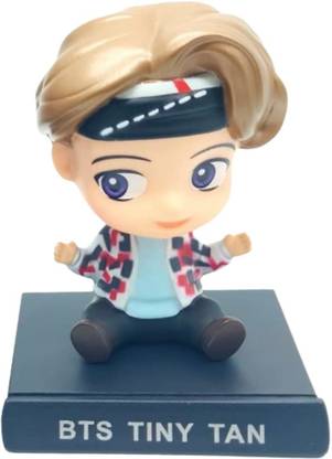 kawaii kart BTS Tiny Tan V Action Figure Bobblehead Toy with Mobile Holder |