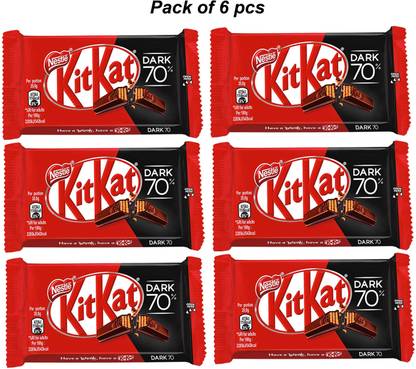 NESTLE Kitkat 70% Dark Chocolate, 6 x 41.5 g Bars
