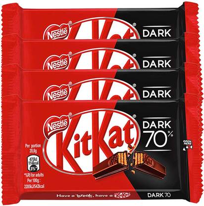 NESTLE Kitkat 70% Dark Chocolate, 4 x 41.5g Bars