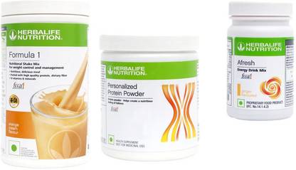 HERBALIFE Formula 1 ORANGE Shake + Protein 200 Gm + Afresh Energy Drink GINGER Nutrition Drink