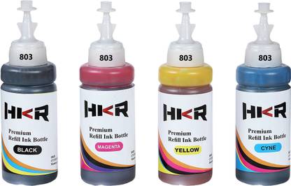 hkr 803 REFILL INK FOR HP CARTRIDGE 805, 803, 680, 678, 682, 818, 802, 901, 703, 704 Black + Tri Color Combo Pack Ink Bottle