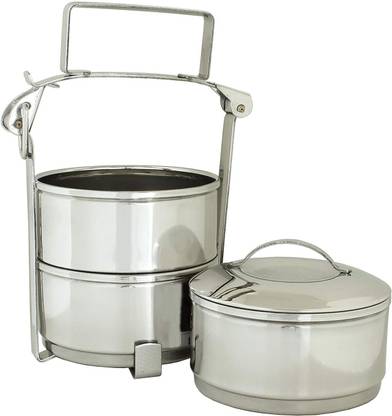 Ajay Steel Steel Modern Design Tiffin Box, Stainless Steel 3 Containers Size-7'' Homeware 3 Containers Lunch Box