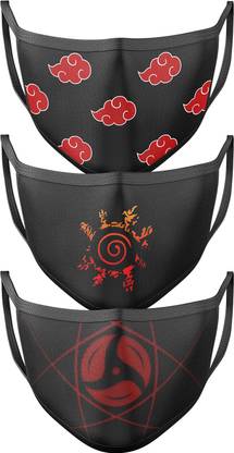 The Midle Skool Akatsuki Itachi Trigram Anime Printed Mask Combo Cloth Mask
