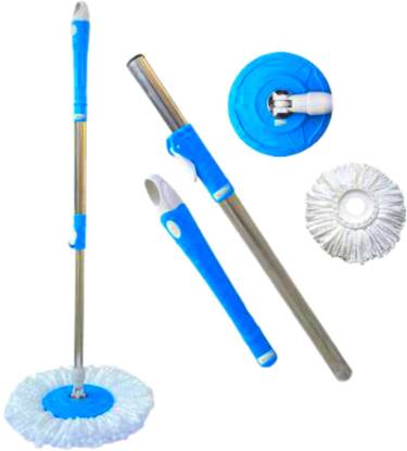 KAYKUS 360 Spin Mop Stick Stainless Steel Mop Stick Rod Home Office Cleaning pocha Mop Head and Rod