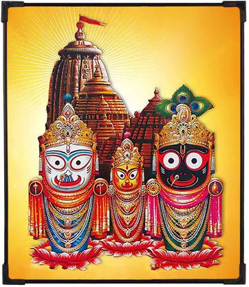 FURNATO Home Decor | UV Coated MDF Board Laminated of Jai Jagannath Picture Painting Digital Reprint 7 inch x 6 inch Painting
