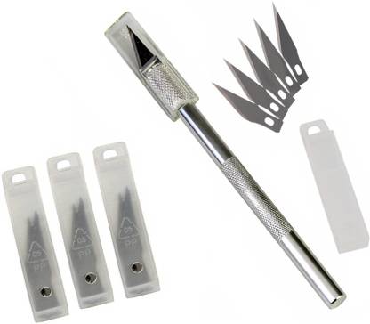 WOWSOME Detail Pen Knife Handle With 20 Interchangeable Sharp Blades For crafts &carving Metal Grip Hand-held Paper Cutter