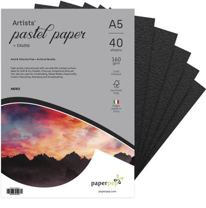 Paper Pep Artists' Pastel Papers 40 Sheets A5 160 gsm Coloured Paper