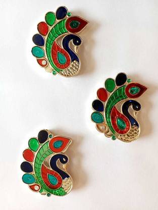 dhunn Haldi Kumkum Peacock designed Pack of 3 for all Pooja/Tilak/Makar sankranti Crystal