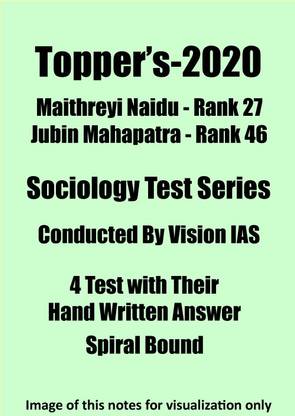 Vision IAS 4 Sociology Test Series Handwritten Notes In Spiral Format In English Medium