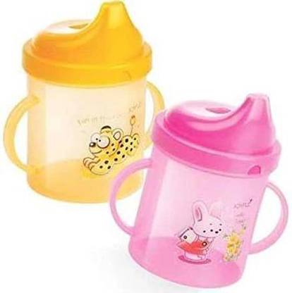 Joyful Hello Baby Plastic Sipper Cup with Double Handle orange