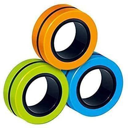 cartpanda 3 Pcs Magnetic Ring Toy for Kids Anti Stress Finger Rings