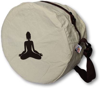 WishKraft Yoga Wheel Bag [Natural Beige Canvas Color] Easy Access Zip, Wide Shoulder Strap