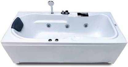 MADONNA Rex 5.5 Ft. Rectangular Acrylic with Jacuzzi Massage and Filler System - White Free-standing Bathtub