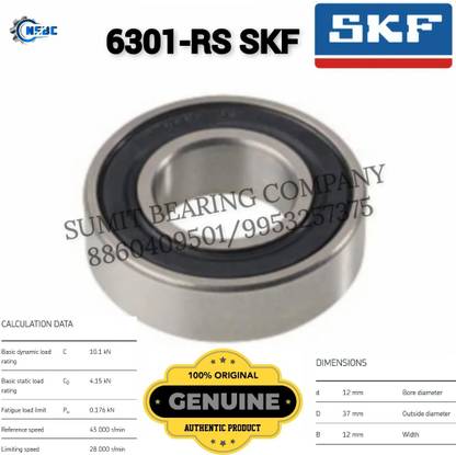 SKF 6301 RS Centre Bearing