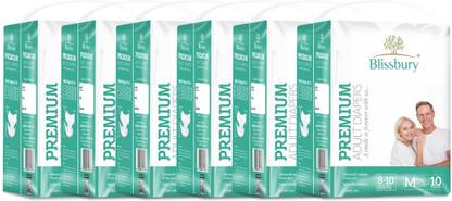 Blissbury Adult Diaper Medium Size Pack of 6 Adult diaper (60 Pieces) Adult Diapers - M