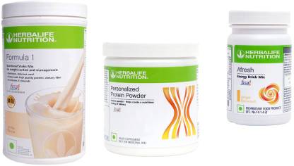 HERBALIFE Formula 1 VANILLA Shake + Protein 200 Gm + Afresh Energy Drink GINGER Nutrition Drink