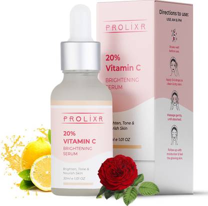 Prolixr 20% Vitamin C Brightening Face Serum - Fades Dark Spots - All Skin Types - 30Ml
