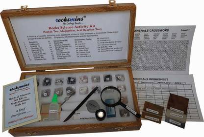 rocksmins RO20ACWB Rocks Science Activity Kit with Testing Tools, Worksheet Rocks Minerals