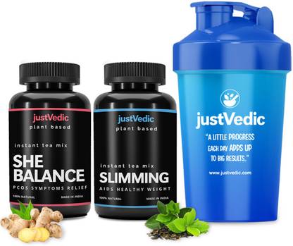 justvedic by Justvedic PCOS PCOD Weight Loss Drink Mix for Women - 1 Month Pack + Shaker