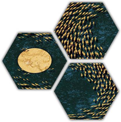pnf Modern art Set of 3 piece Hexagon MDF-423- Digital Reprint 17 inch x 17 inch Painting