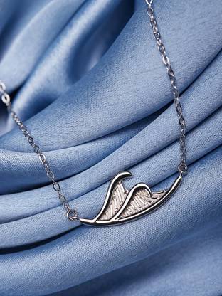 GIVA Pure Silver 925 Wave Necklace with silver chain for girls and women Rhodium Sterling Silver Pendant