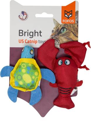 fofos Summer Cat Toy- Turtle with Lobster Cat Plush Chew Toy Set Polyester Plush Toy For Cat